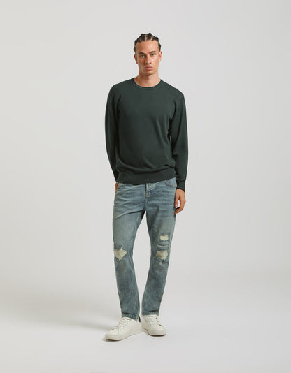 Maglia girocollo misto viscosa