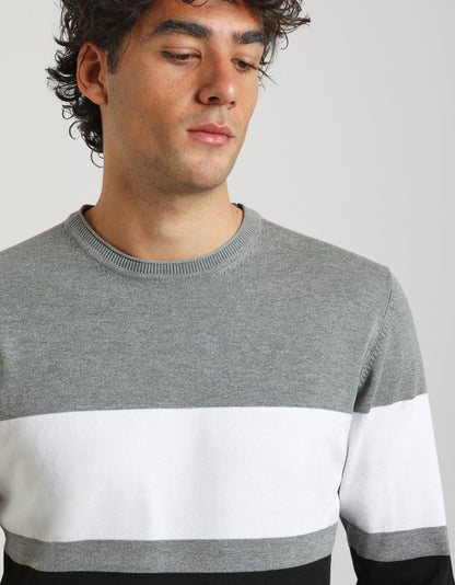 Maglia girocollo colorblock