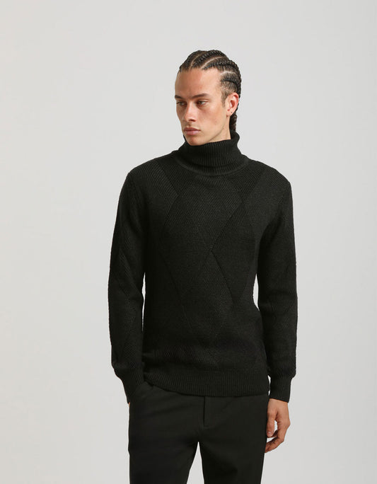 Maglia collo alto a rombi