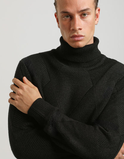 Maglia collo alto a rombi