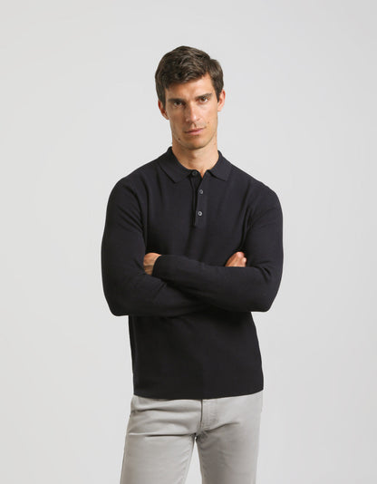 Polo manica lunga con tessuto strutturato