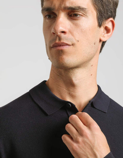 Polo manica lunga con tessuto strutturato