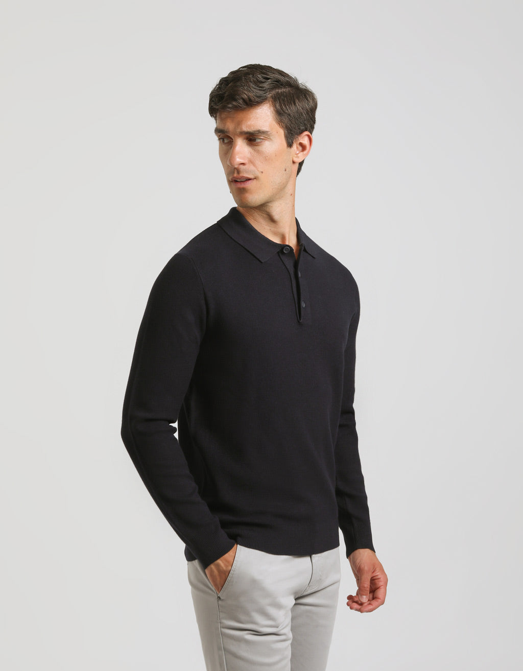 Polo manica lunga con tessuto strutturato