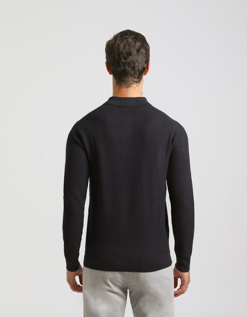 Polo manica lunga con tessuto strutturato