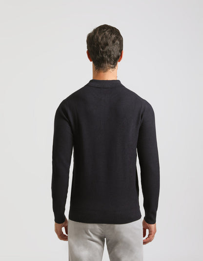 Polo manica lunga con tessuto strutturato