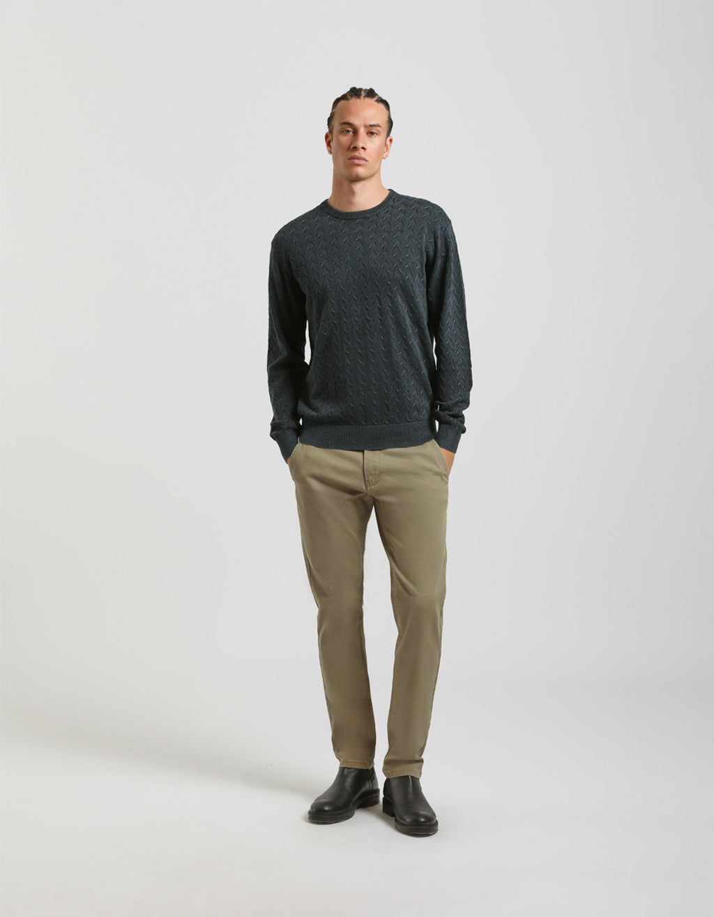 Pantaloni chino in cotone strutturato