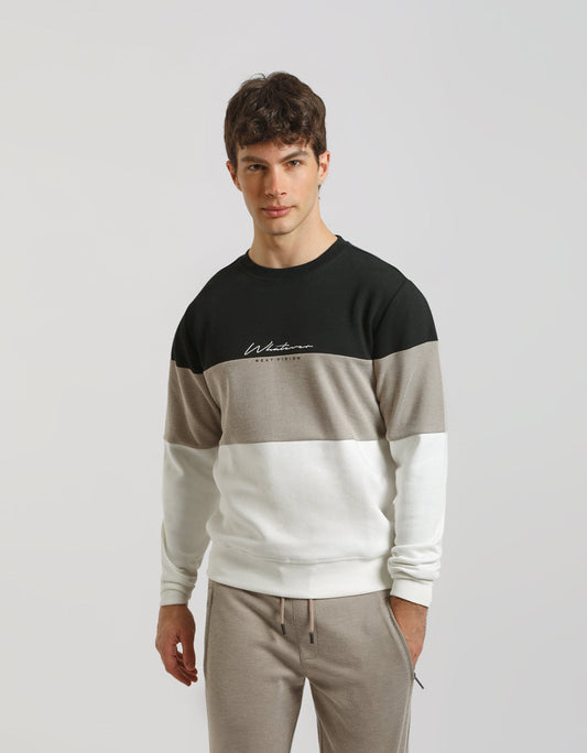 Felpa girocollo colorblock
