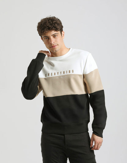 Felpa girocollo colorblock