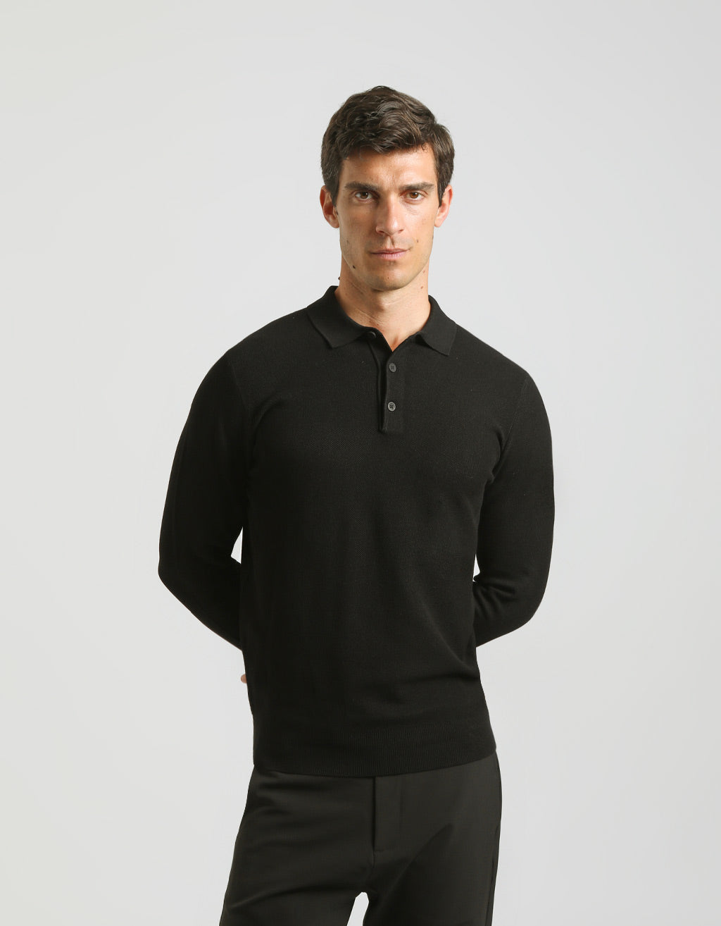 Polo manica lunga con tessuto strutturato