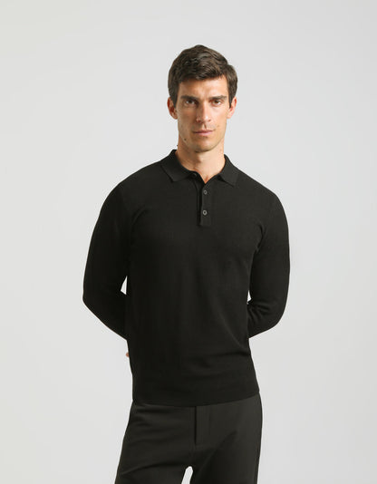 Polo manica lunga con tessuto strutturato