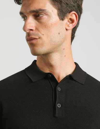 Polo manica lunga con tessuto strutturato