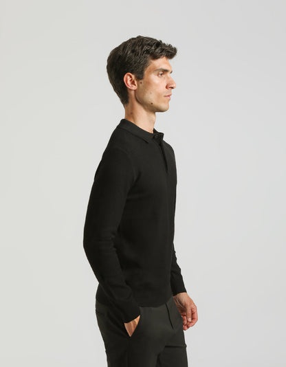 Polo manica lunga con tessuto strutturato