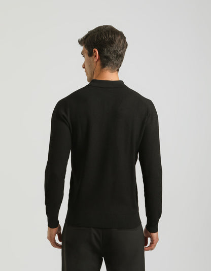 Polo manica lunga con tessuto strutturato