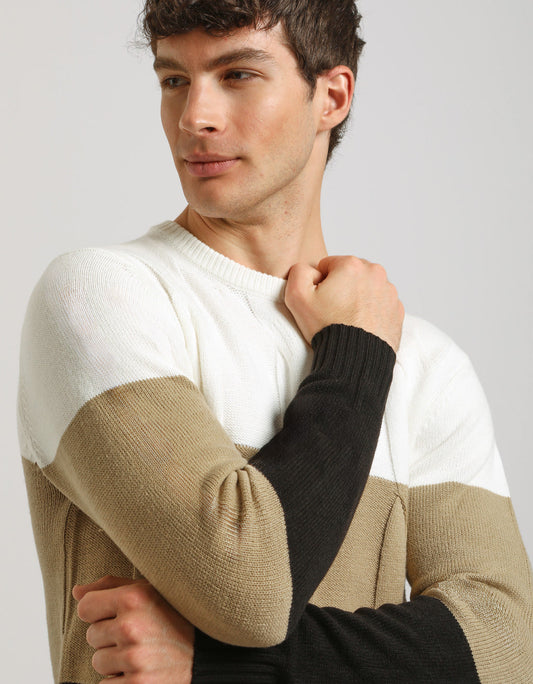 Maglia girocollo colorblock