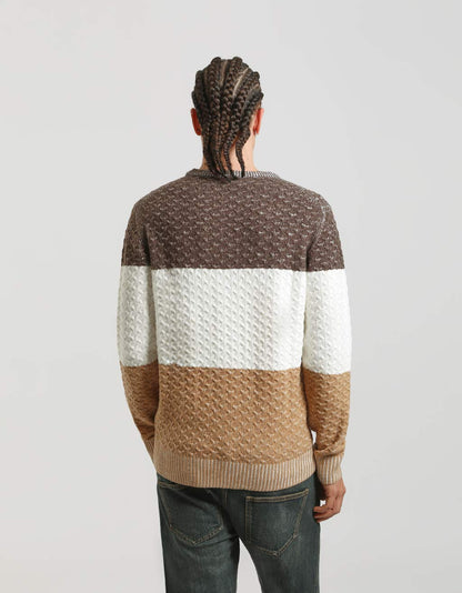 Maglia girocollo colorblock