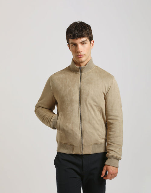 Giacca lupetto effetto camoscio