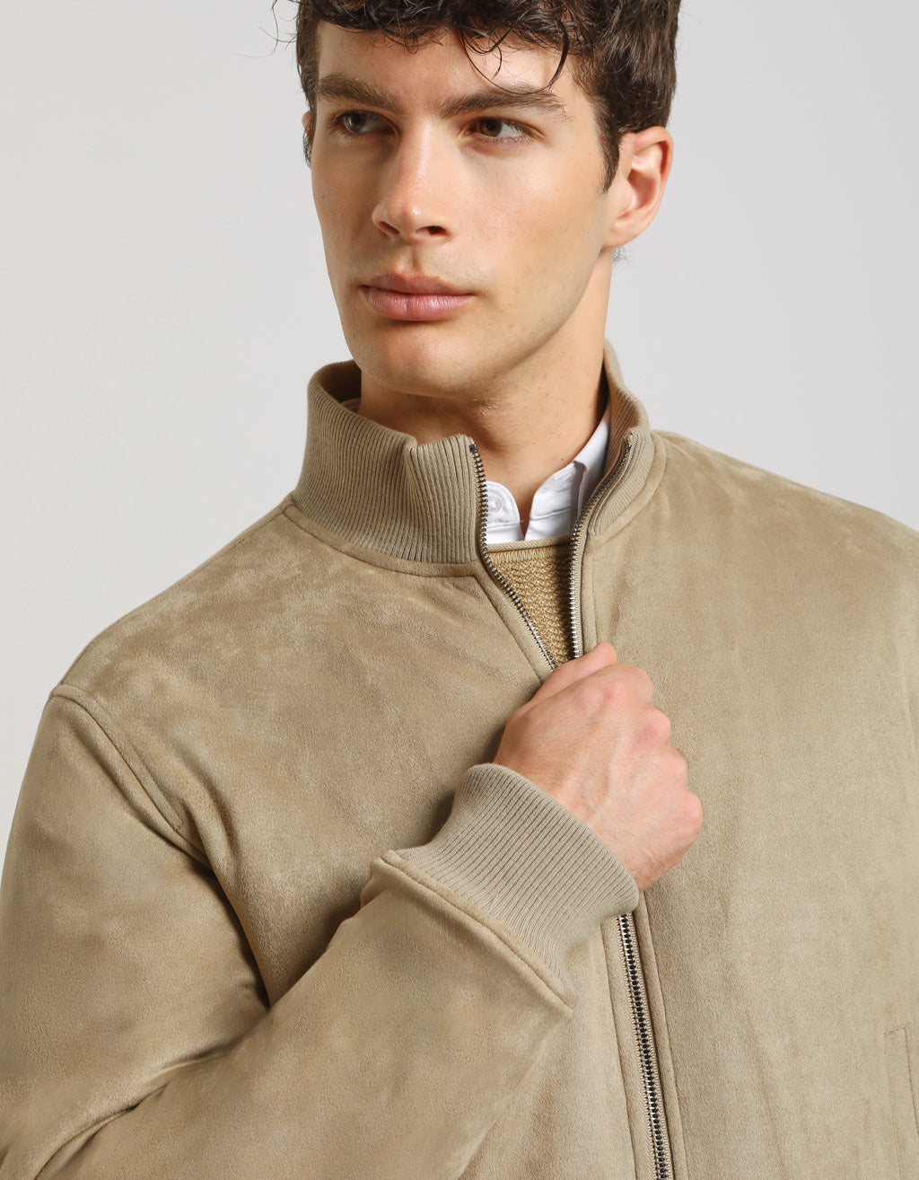 Giacca lupetto effetto camoscio