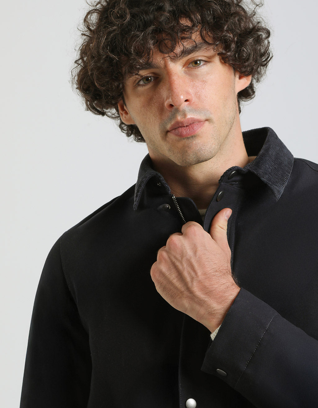 Giubbotto in cotone con collo in velluto