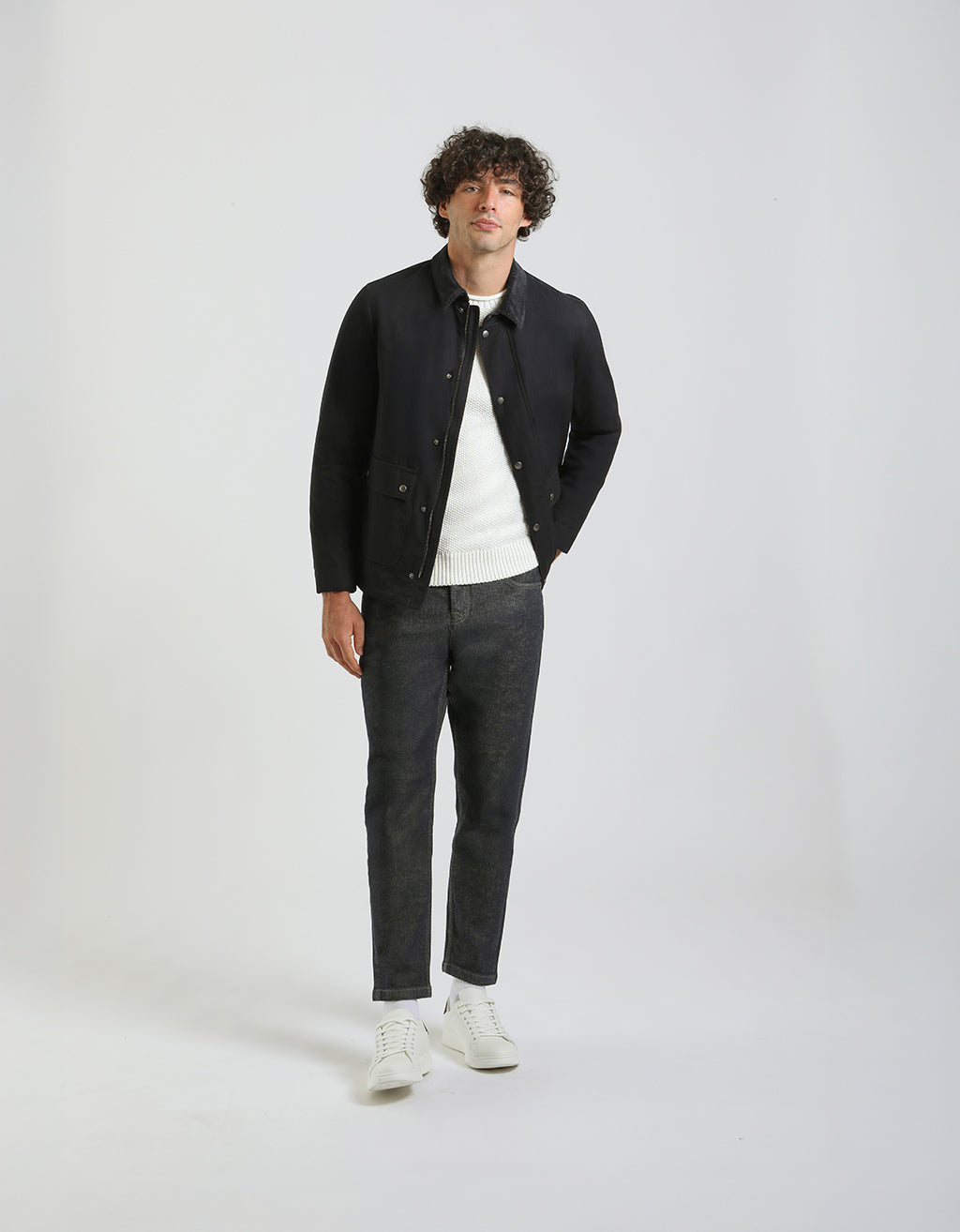 Giubbotto in cotone con collo in velluto