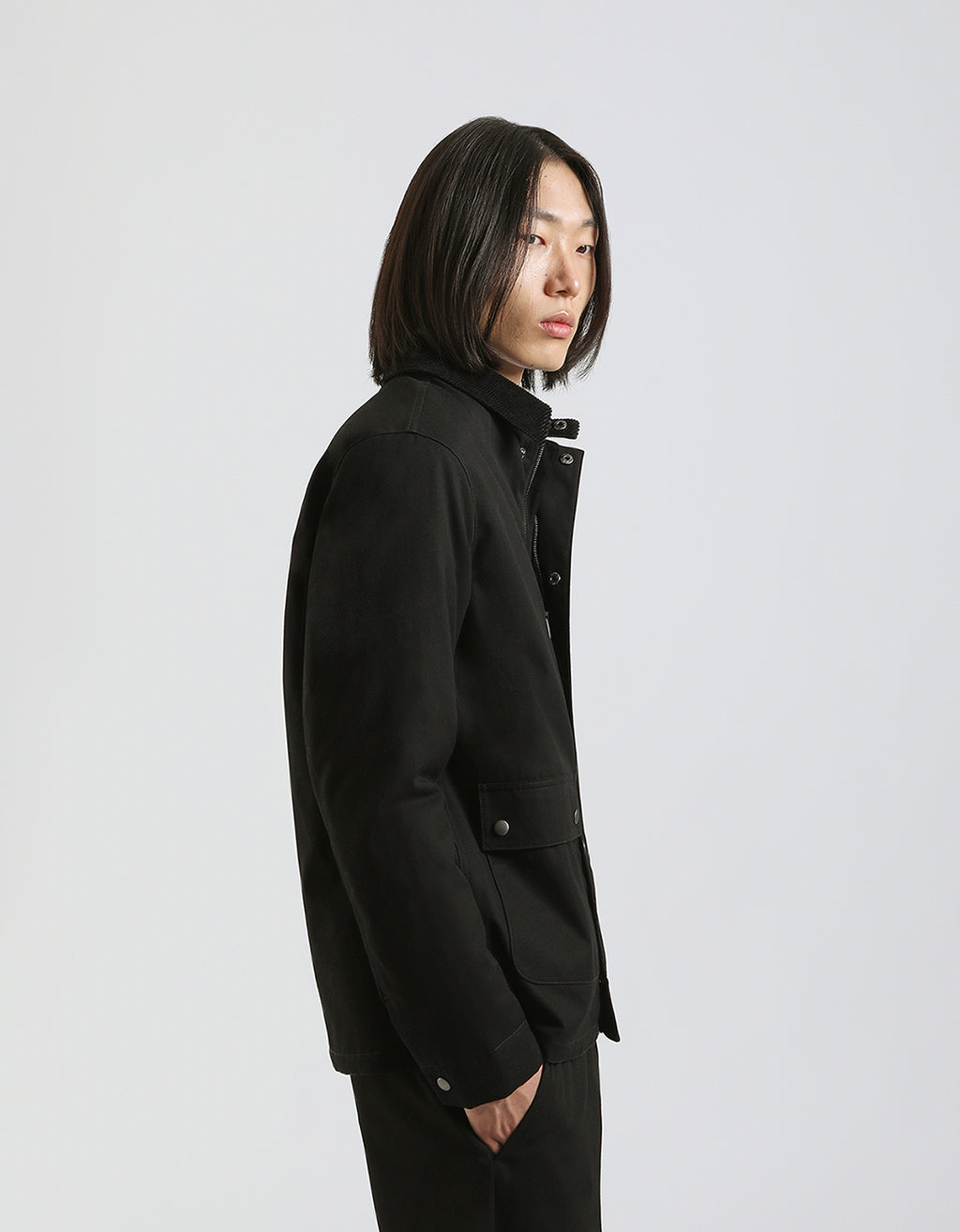 Giubbotto in cotone con collo in velluto