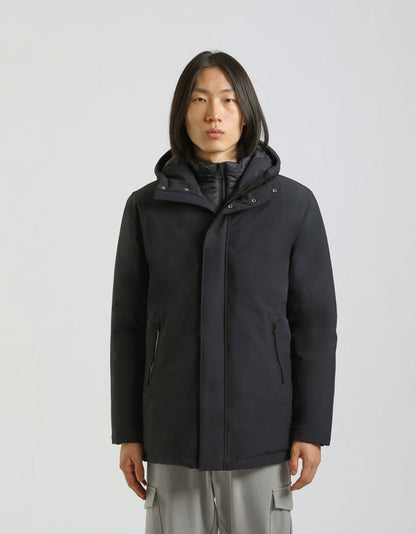 Giubbotto lungo imbottito con cappuccio