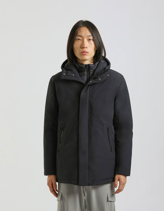 Giubbotto lungo imbottito con cappuccio