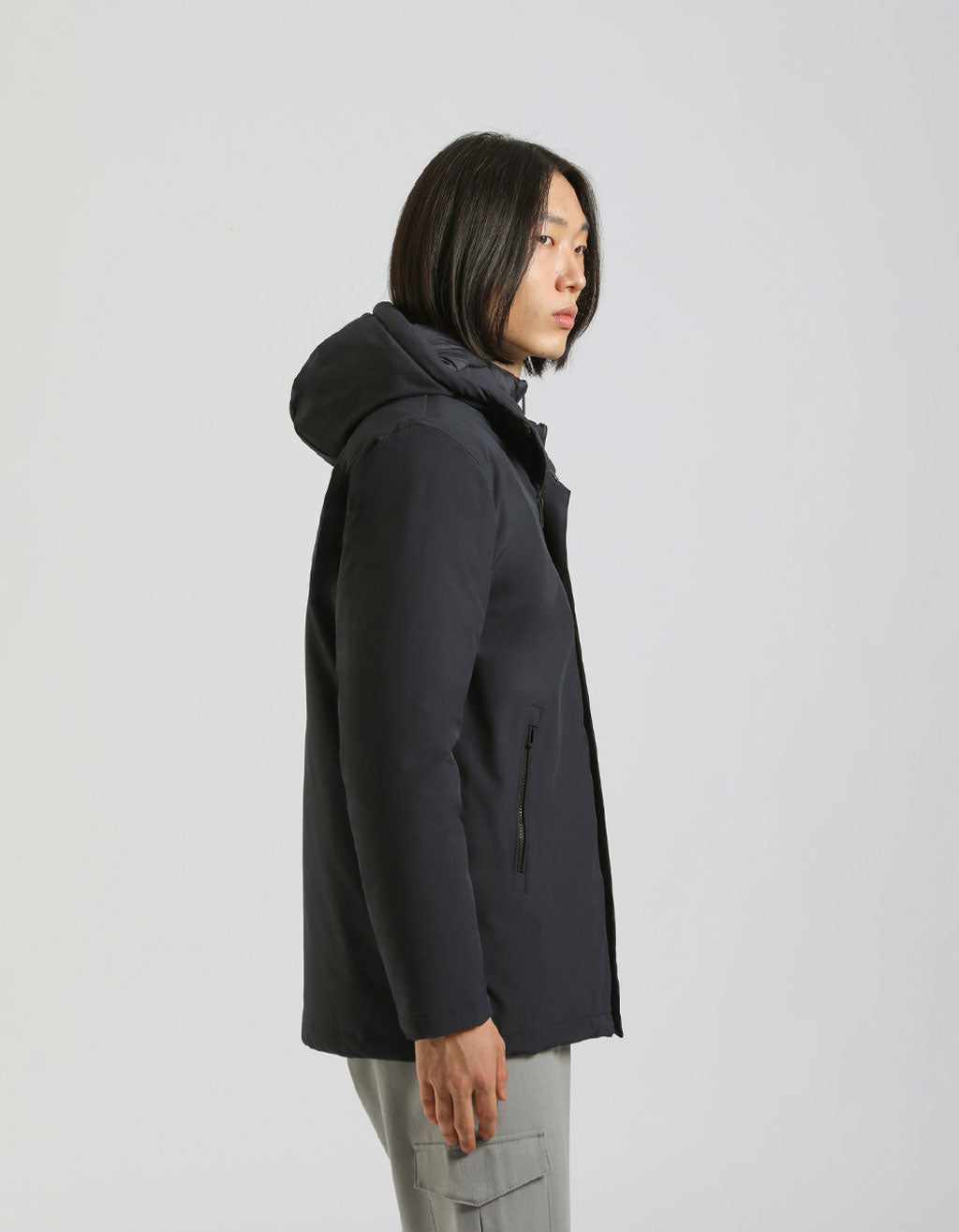 Giubbotto lungo imbottito con cappuccio