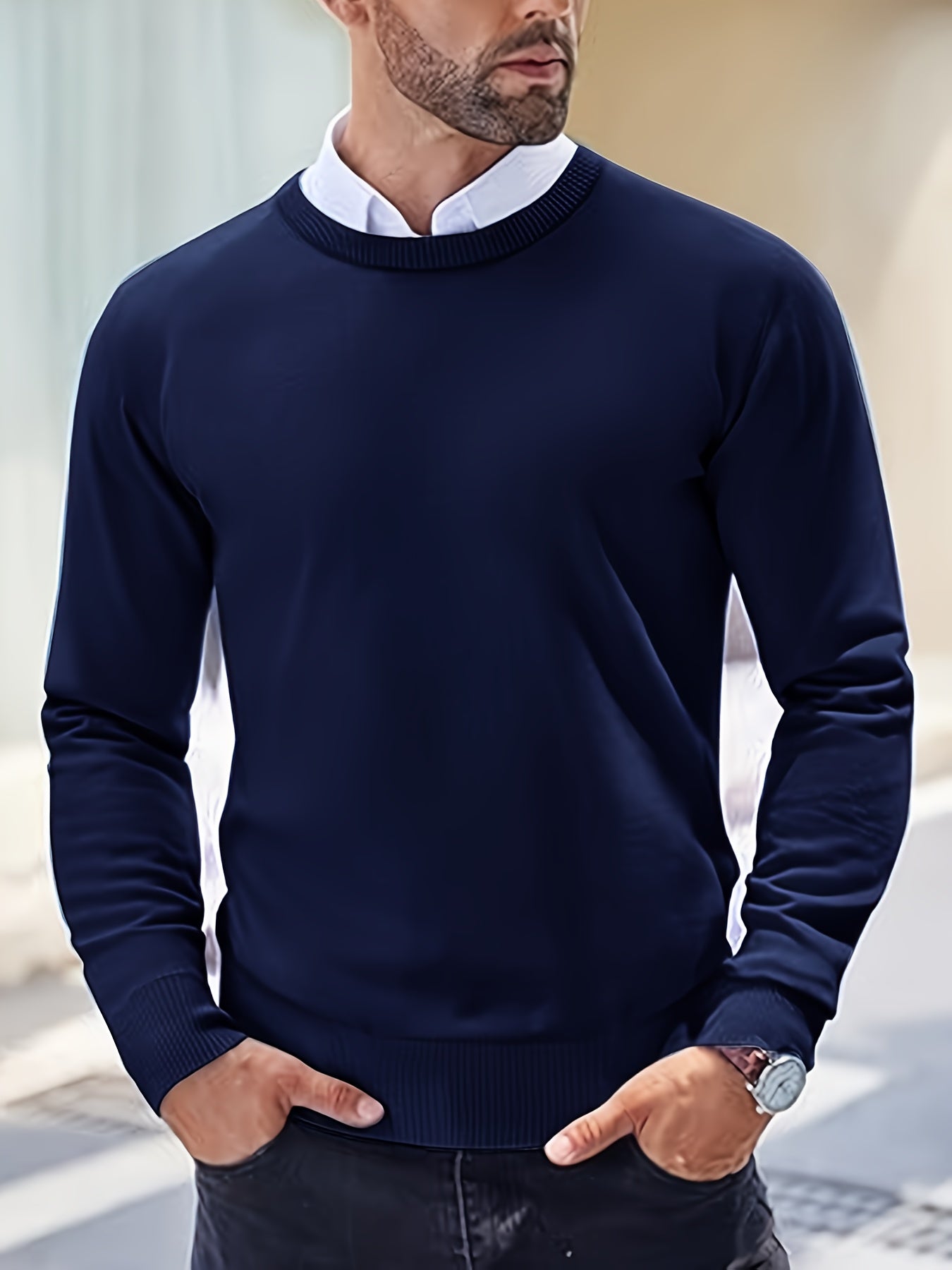 Pullover Casual Girocollo in Maglia Calda