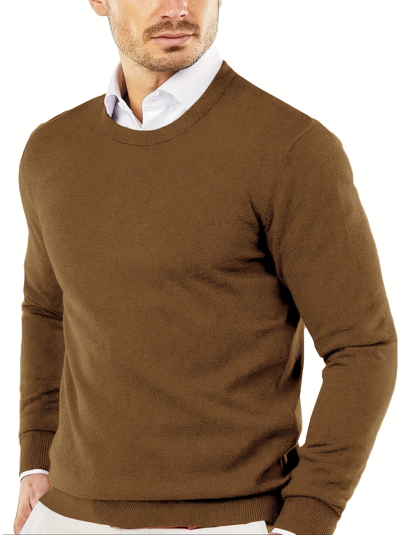 Maglione Girocollo In Maglia Tinta Unita