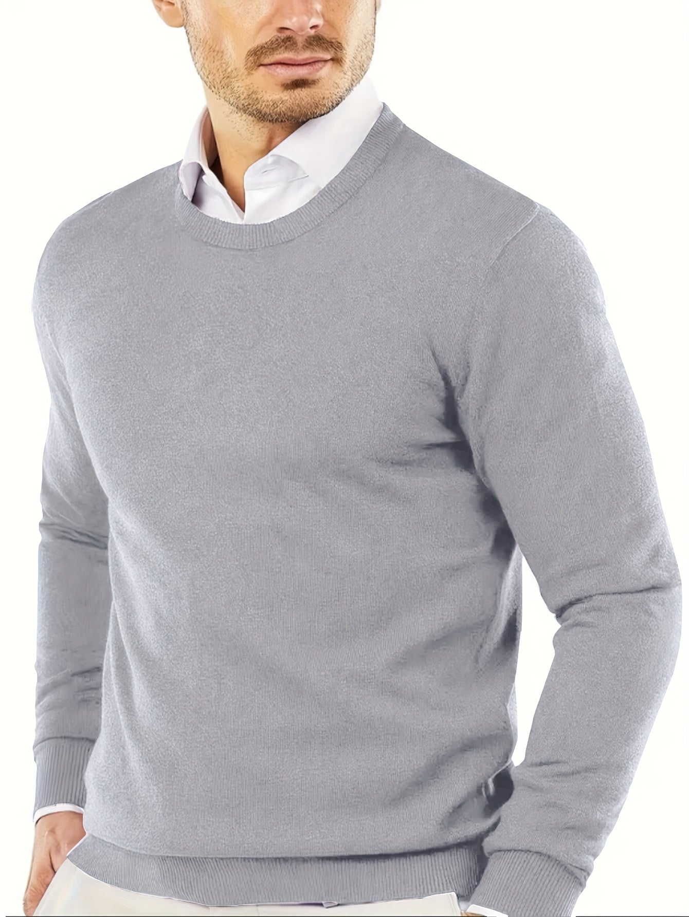 Maglione Girocollo In Maglia Tinta Unita