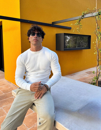 Maglia girocollo a coste